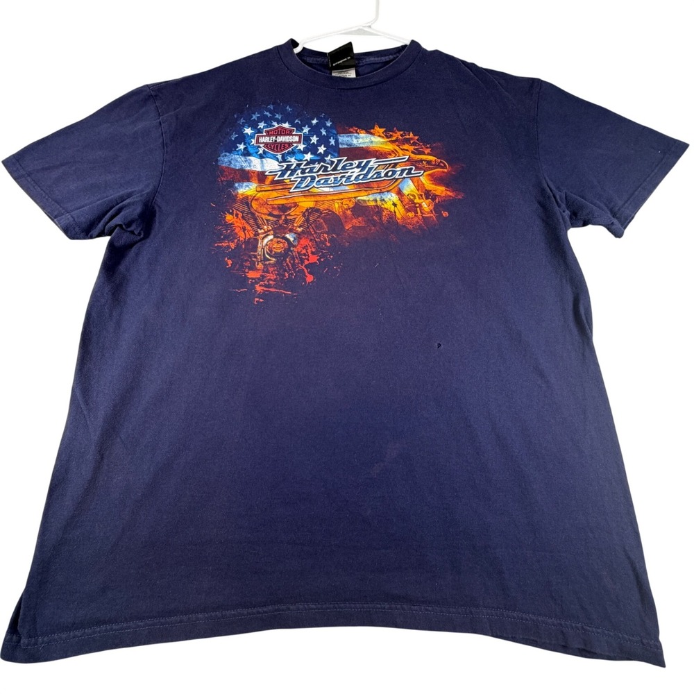 Harley Davidson T Shirt Mens XL Blue AD Farrow Columbus Ohio Tee